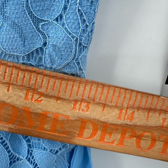 MAISON TARA Lace pleated chiffon midi woman’s cottagecore blue dress. NWT 6 - Picture 10 of 13